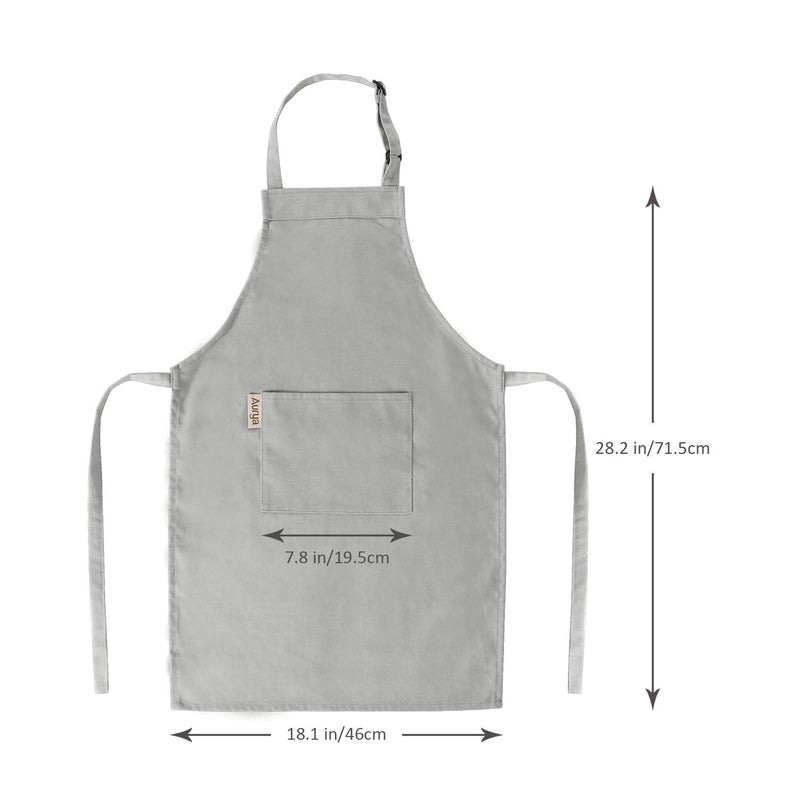 Aurya Kids Apron and Chef Hat Set-Adjustable Child Apron for Boys and Girls for Cooking Baking Light Gray - Image 4